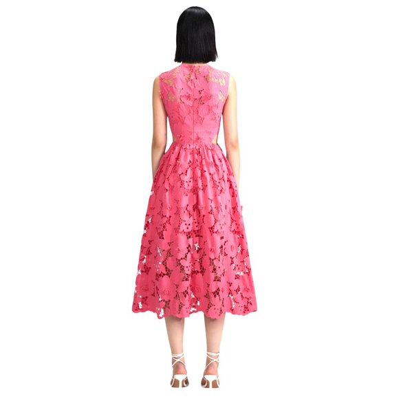 Self-Portrait Lace Pattern Midi Length Dress Size: M | US 8 UK 12 NEW - Picture 5 of 10